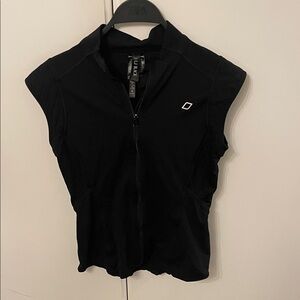Lorna Jane zip up athletic vest athleisure black SZ M lightweight